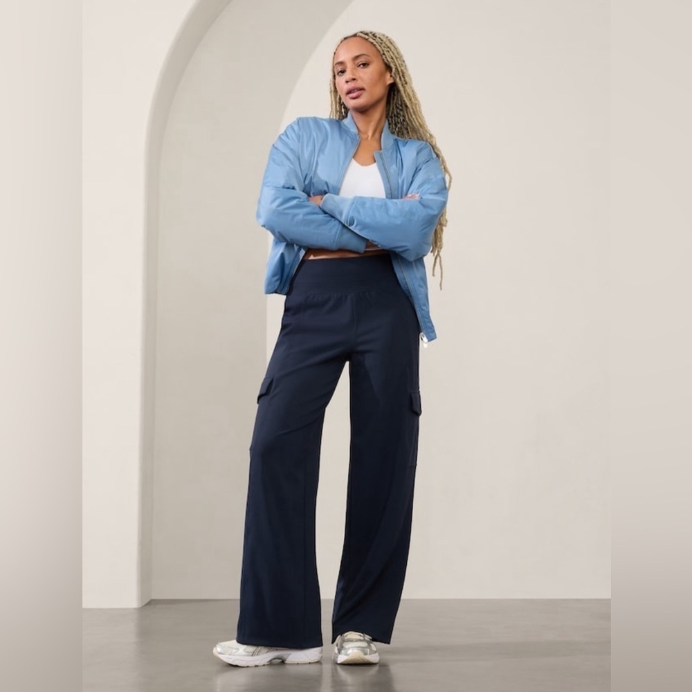 NWT Athleta Venice Cargo Wide Leg Navy Pant XS